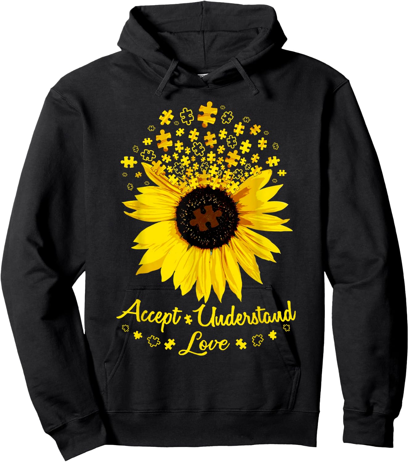 Sunflower Accept Understand Love Hoodie - Hoodie | Black