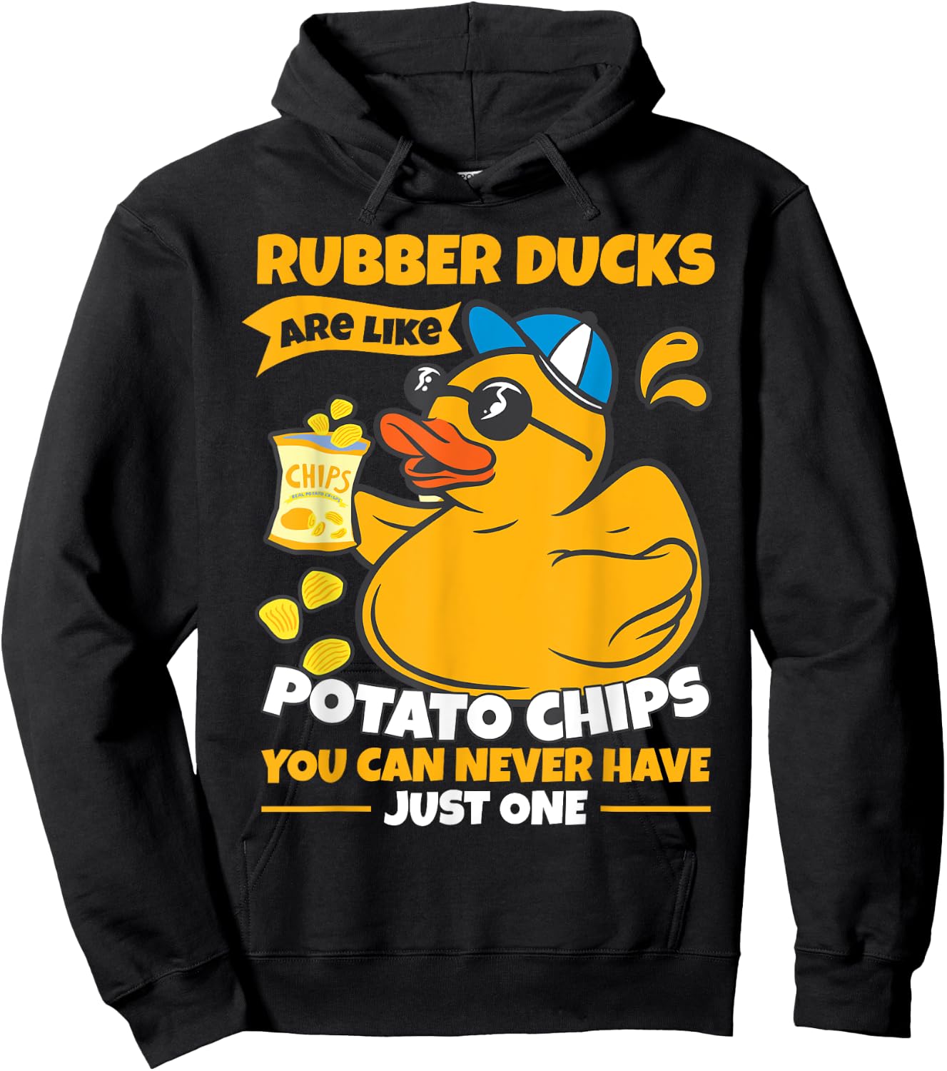 Rubber Ducks Are Like Potato Chips | Funny Bath Rubber Duck Hoodie - Hoodie | Black