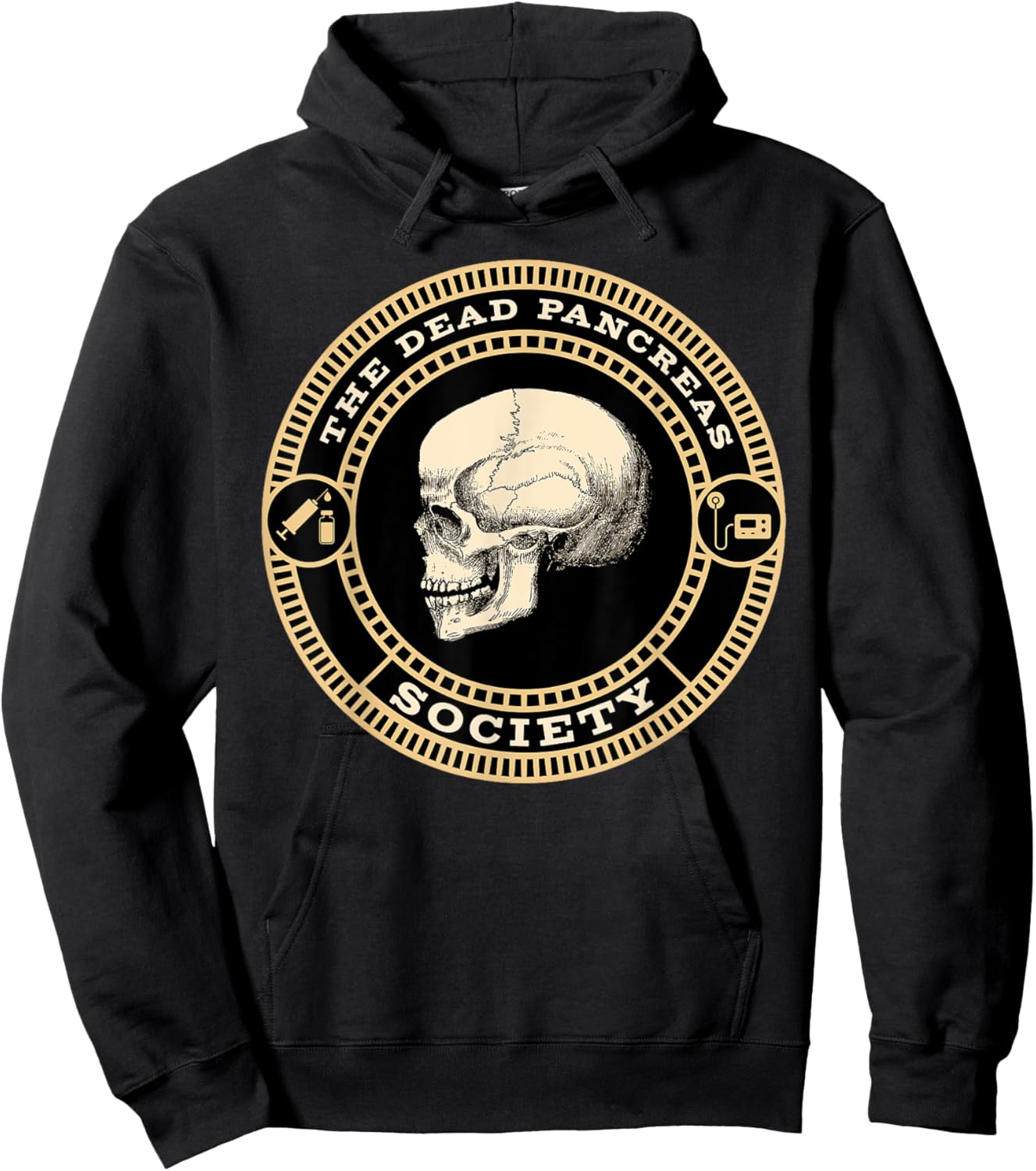 Dead Pancreas Society Type One Diabetes T1D Awareness Skull Hoodie - Hoodie | Black