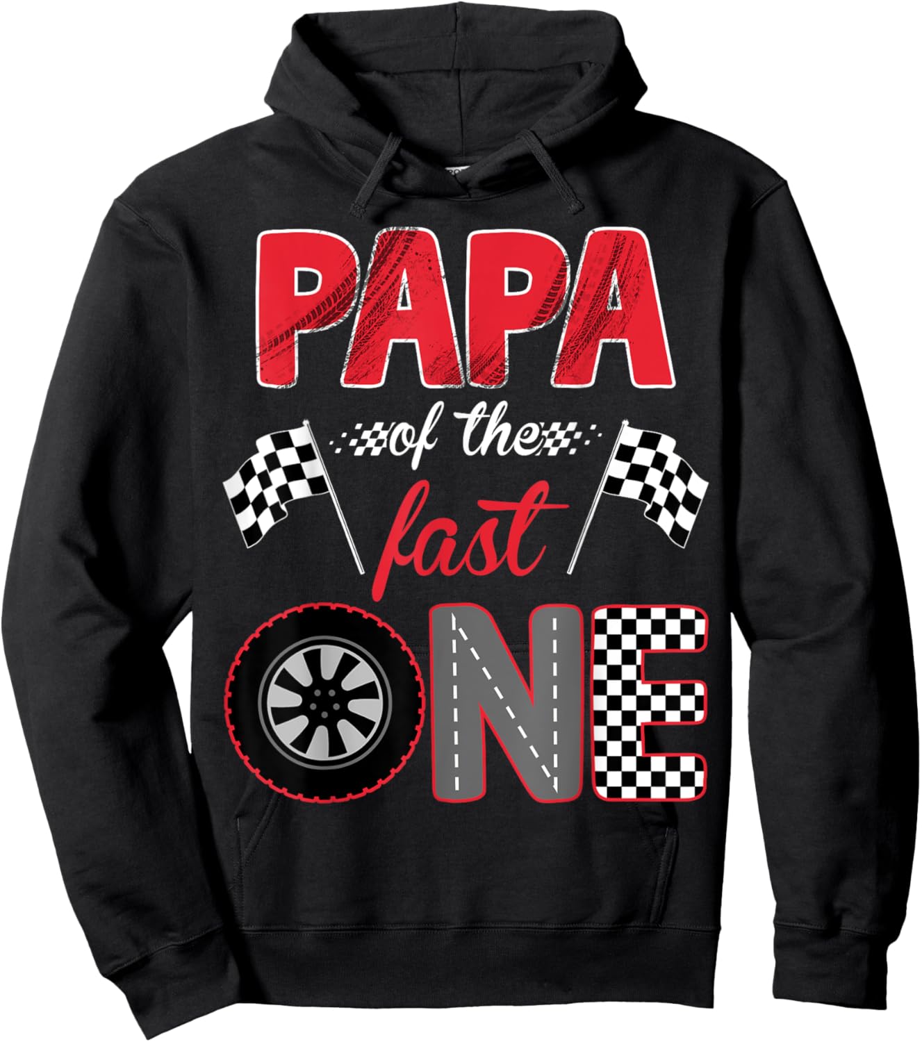 Papa Of The Fast One Birthday 1st Race Car Family Hoodie - Hoodie | Black