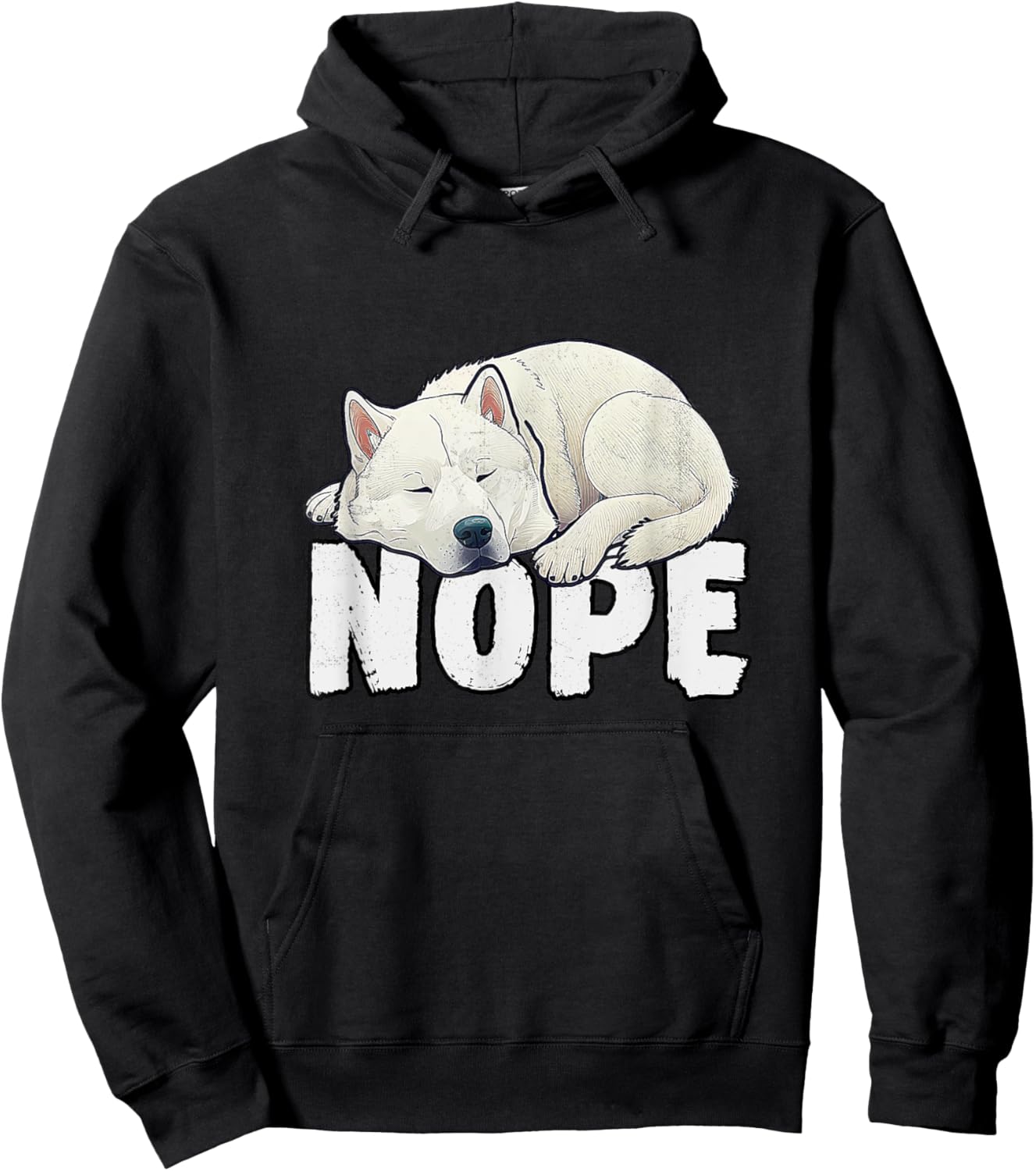 Korean Jindo Nope Funny Lazy Pet Dog Cute Hoodie - Hoodie | Black