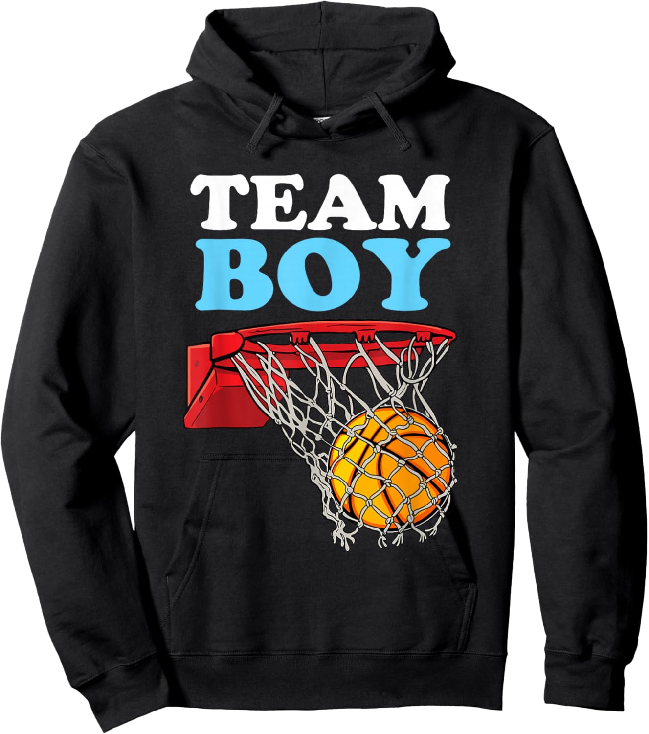 Team Boy Basketball Gender Reveal Blue Baby Shower Party Hoodie - Hoodie | Black
