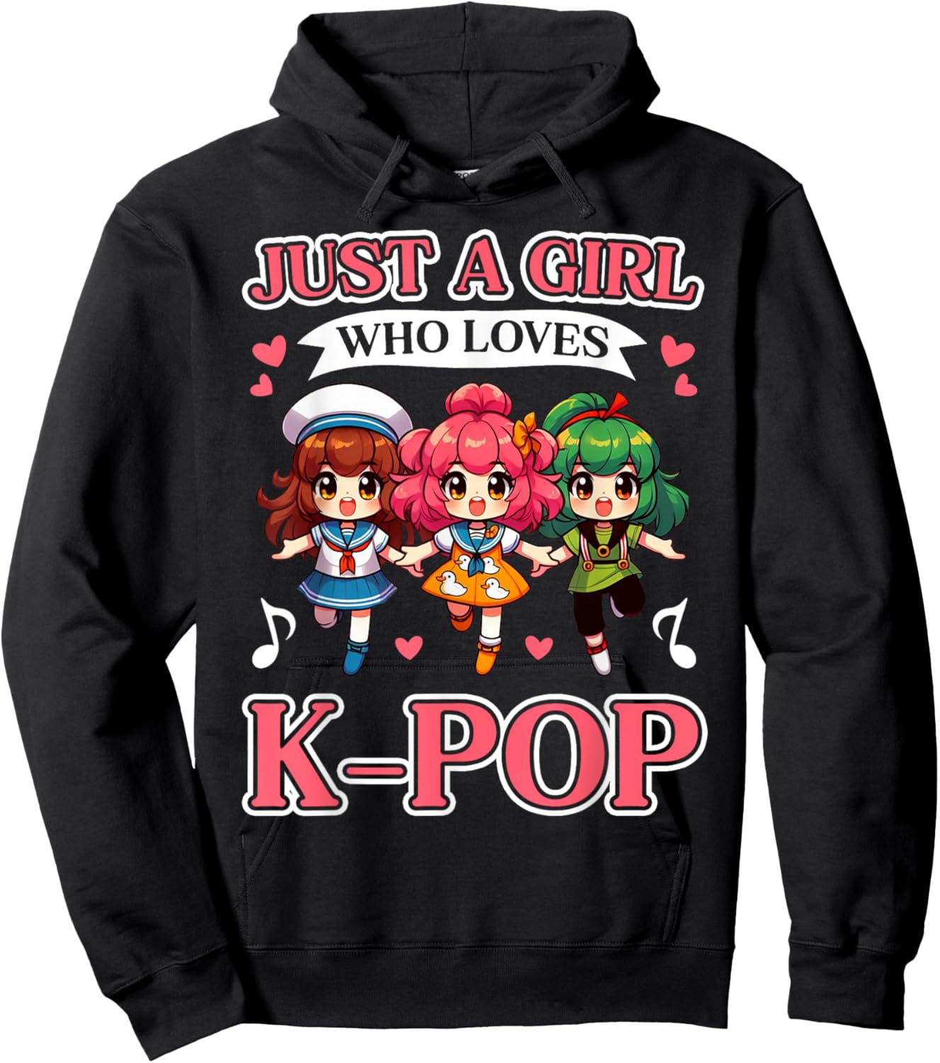 Just A Girl Who Loves K-Pop Fan Korean Music Finger Heart Hoodie - Hoodie | Black