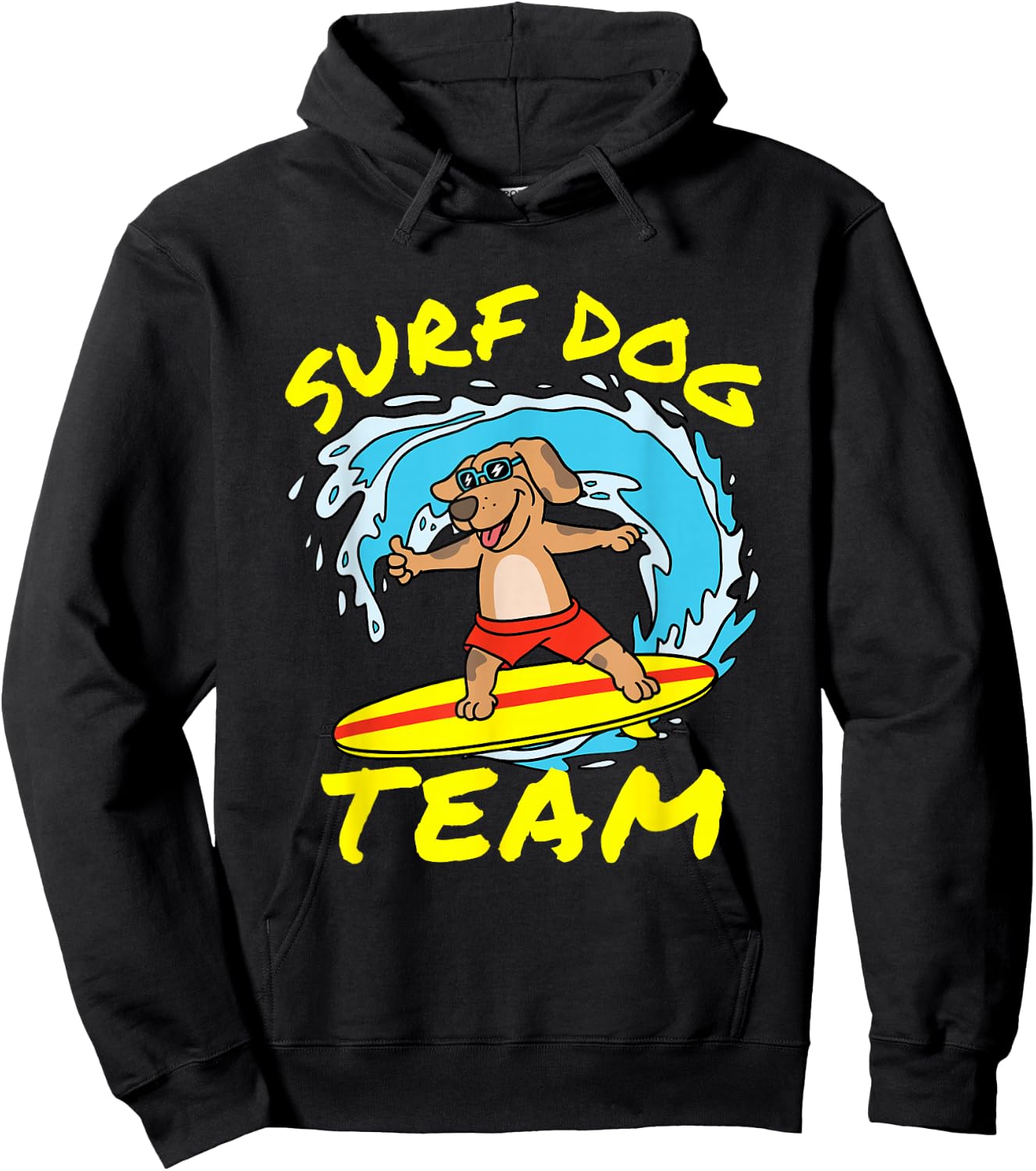 Dog Surfing Surf Dog Team Surfboard Wave Competition Hoodie - Hoodie | Black