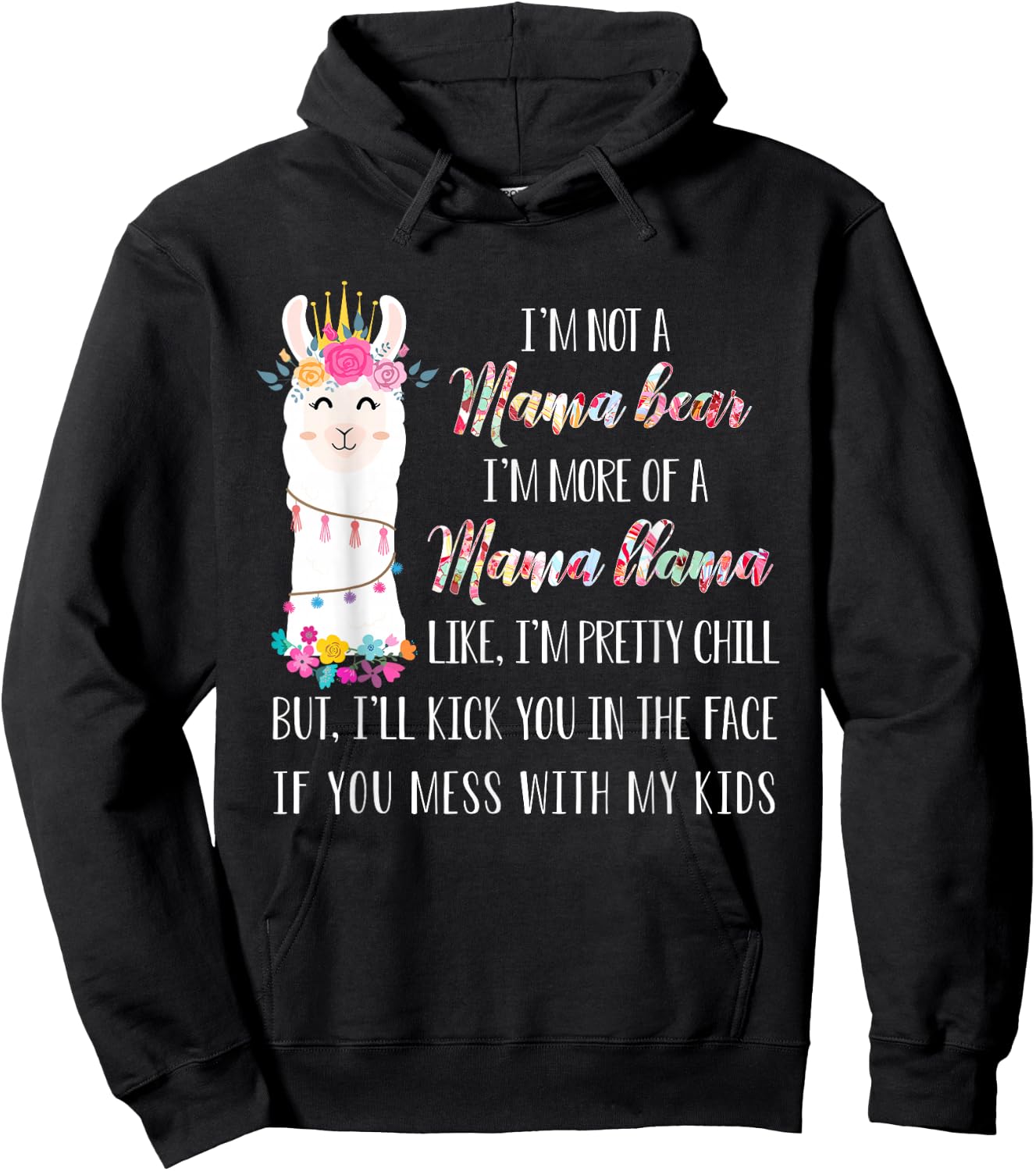 I'm not a mama bear i'm more of a mama llama floral Hoodie - Hoodie | Black