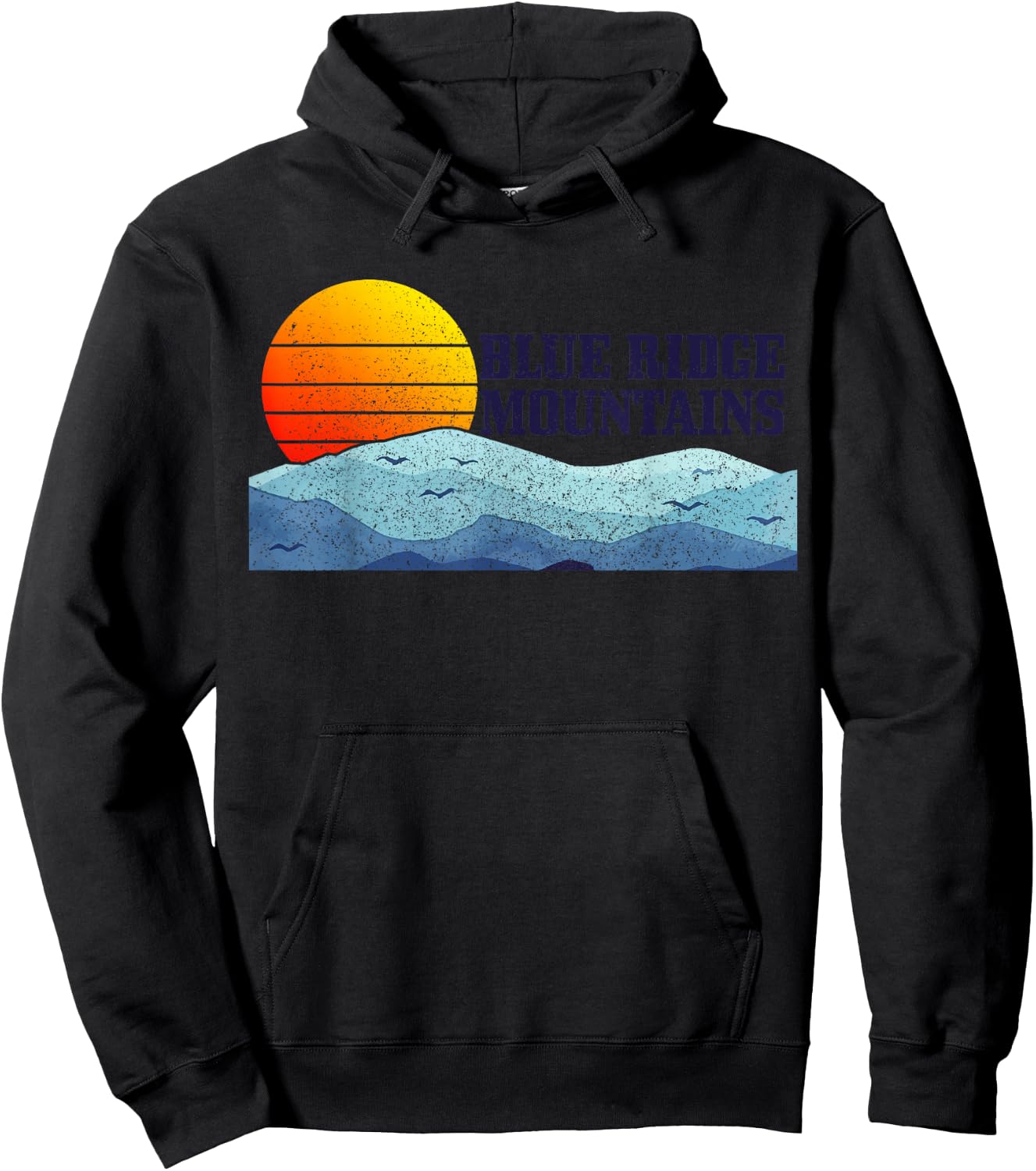 Blue Ridge Mountains Vintage Mountains USA America Souvenir Hoodie - Hoodie | Black