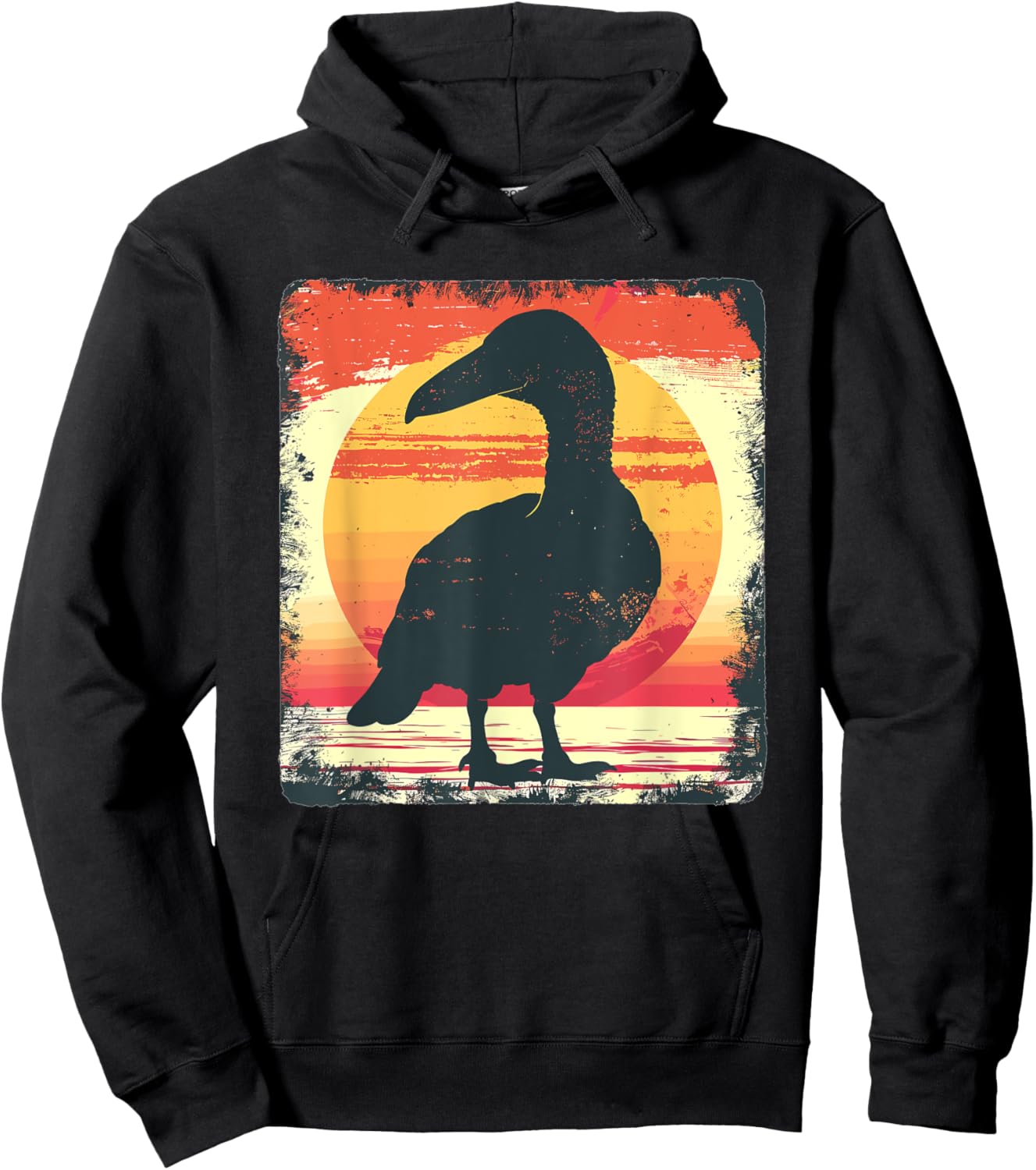 Retro Sunset Dodo Bird Hoodie - Hoodie | Black