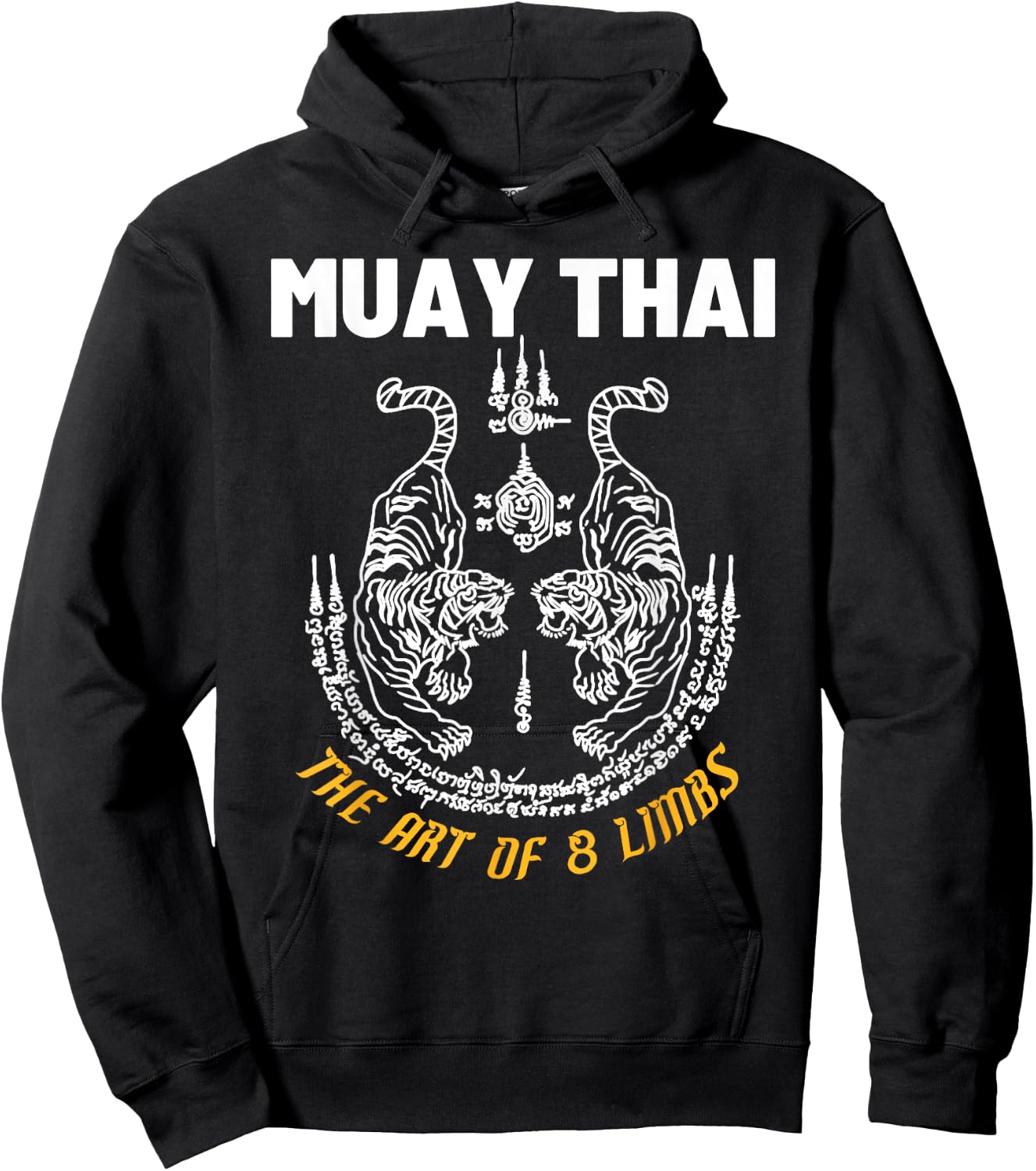 The Art Of 8 Limbs Muay Thai Martial Art Sak Yant Twin Tiger Hoodie - Hoodie | Black