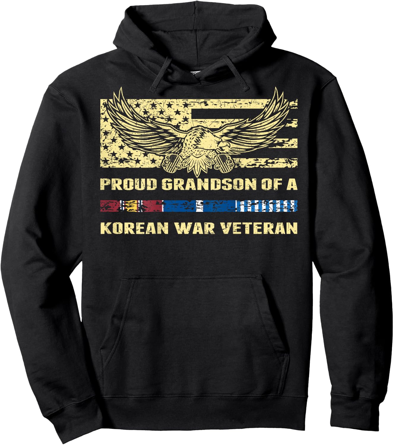 Proud Grandson Of A Korean War Veteran Military Vets Family Hoodie - Hoodie | Black