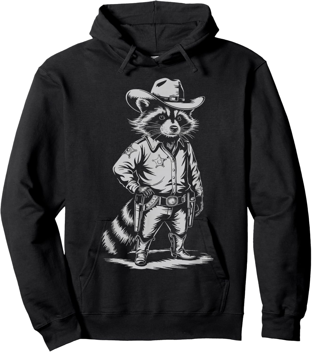 Vintage Style Raccoon Panda Cowboy Western Country Cowgirl Hoodie - Hoodie | Black