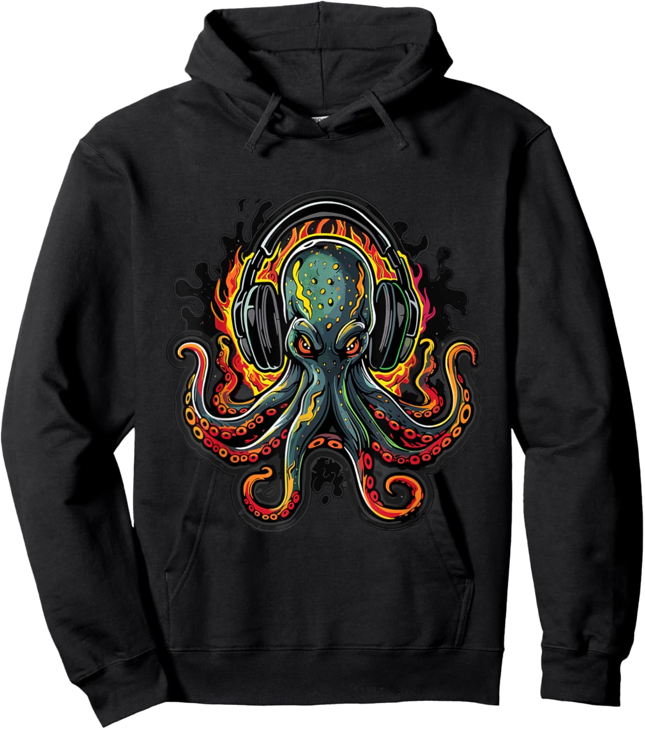 Fire Octopus DJ EDM Summer Rave Hoodie - Hoodie | Black