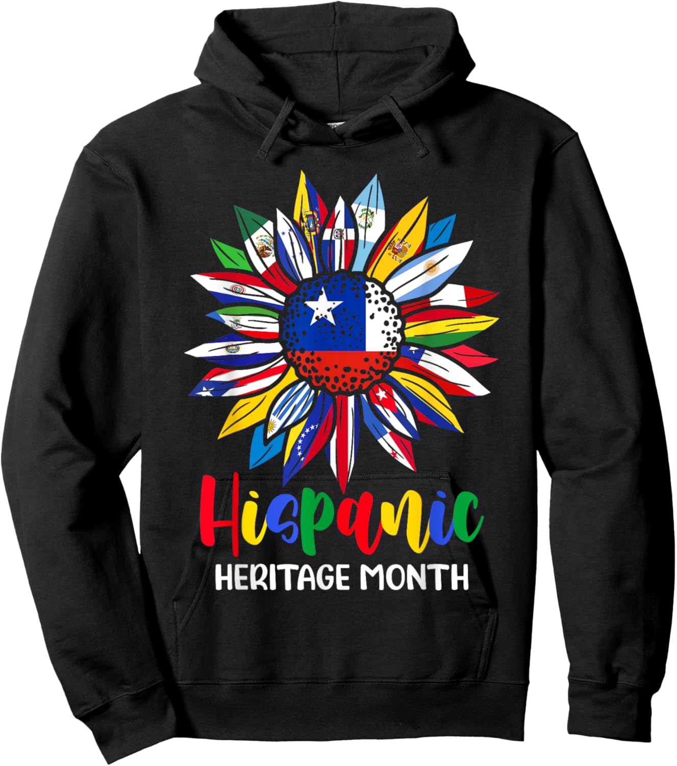 Hispanic Heritage Month Chile Flag Sunflower Latino Flags Hoodie - Hoodie | Black