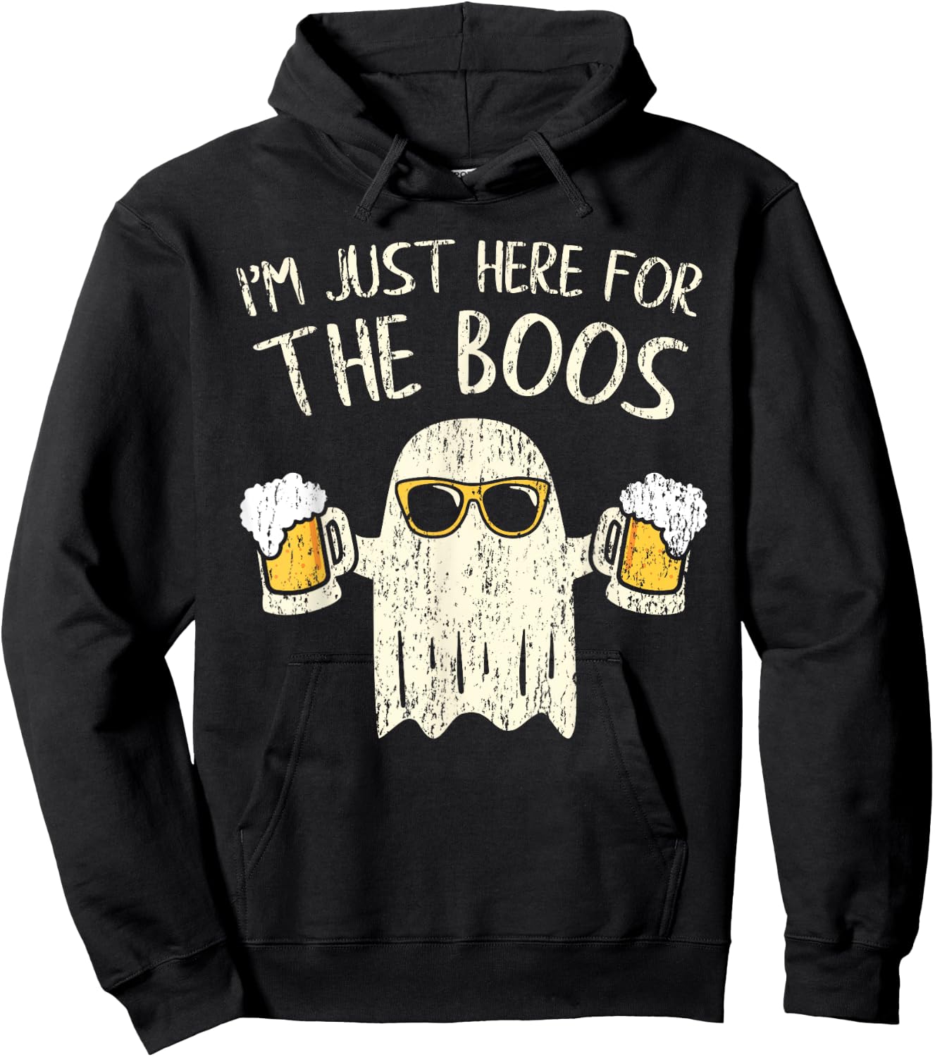 Im Just Here for the Boos Funny Gift Halloween Ghost Hoodie - Hoodie | Black