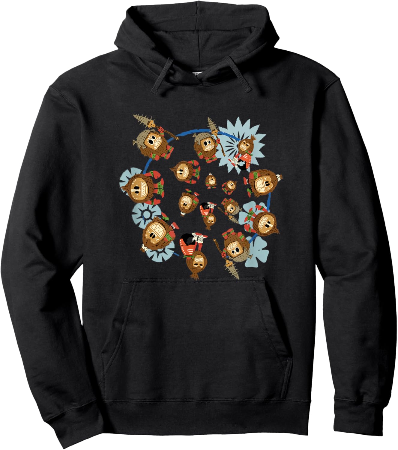 Disney Moana Kakamora Pirates Tribe Swirl Big Chest Poster Hoodie - Hoodie | Black