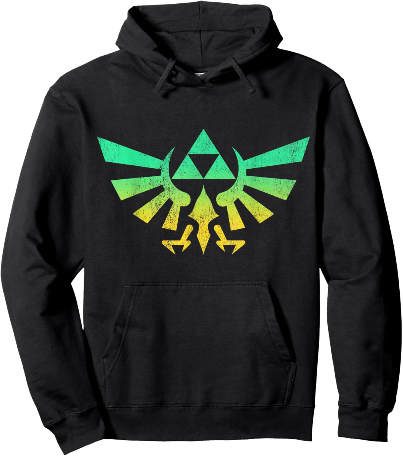 Legend of Zelda Triforce Green Fade Graphic Hoodie - Hoodie | Black