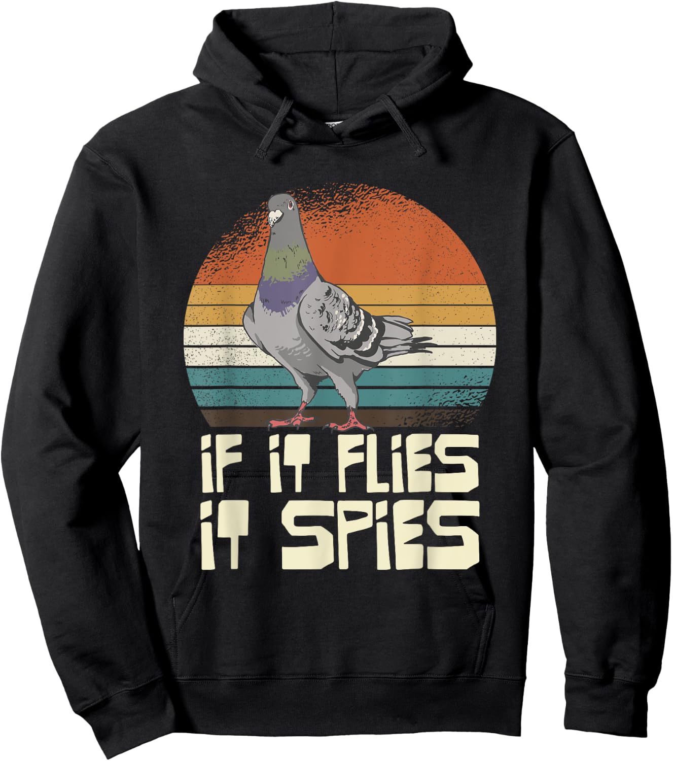 Pigeon If It Flies It Spies Retro Hoodie - Hoodie | Black