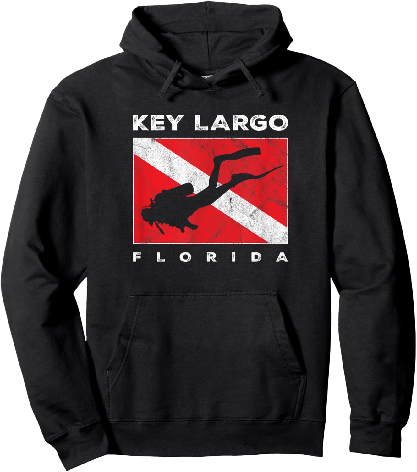 Key Largo Florida Scuba Dive Flag Souvenir Retro Hoodie - Hoodie | Black