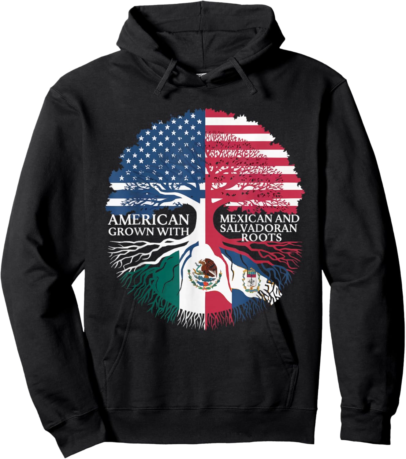 Half Mexican Half Salvadorian El Salvador Flag Mexico Hoodie - Hoodie | Black