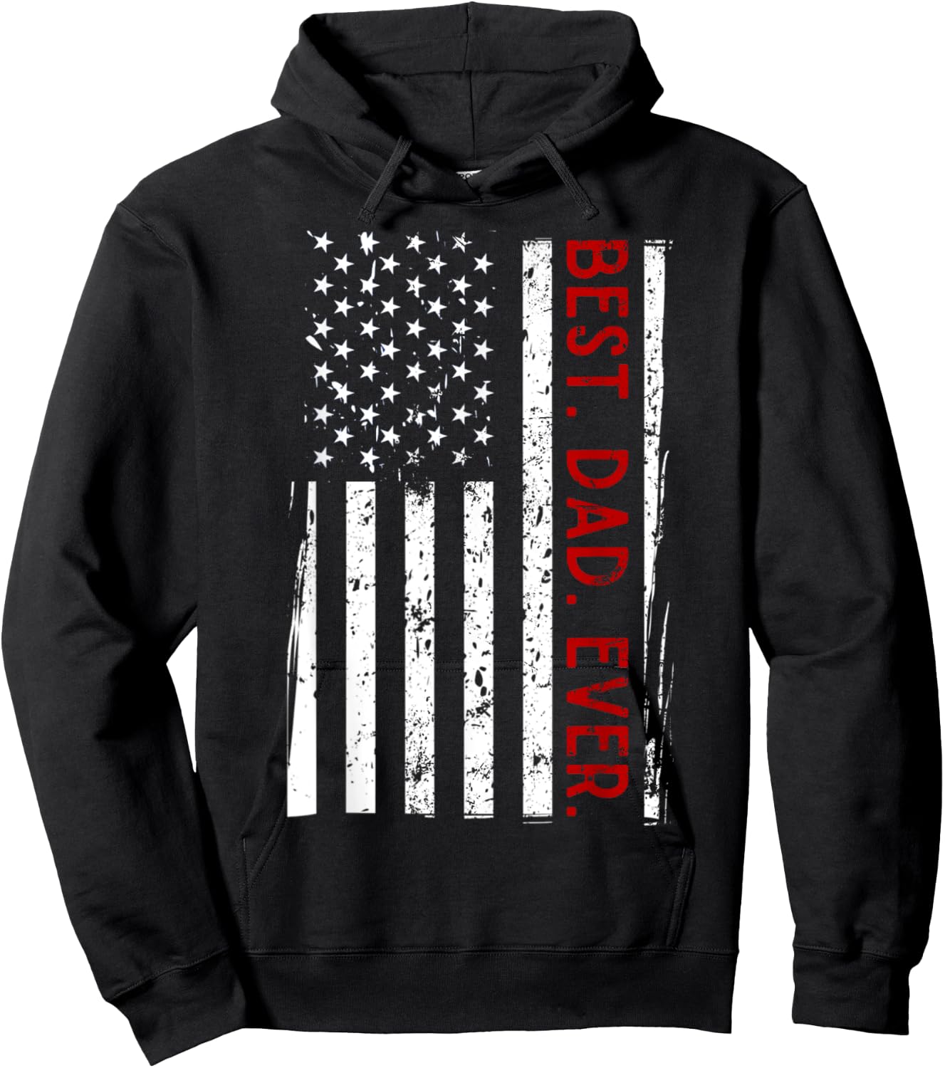 Distressed US American Flag Father Shirt Best Dad Ever Hoodie - Hoodie | Black