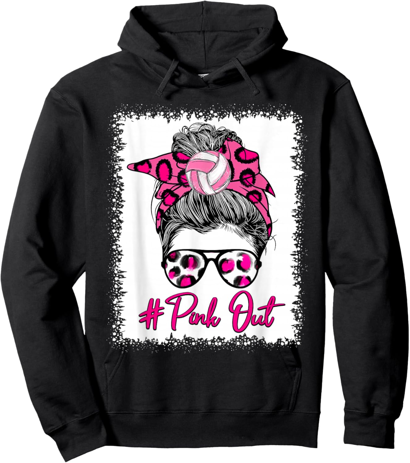 Pink Out Messy Bun Volleyball Breast Cancer Sport Lovers Hoodie - Hoodie | Black