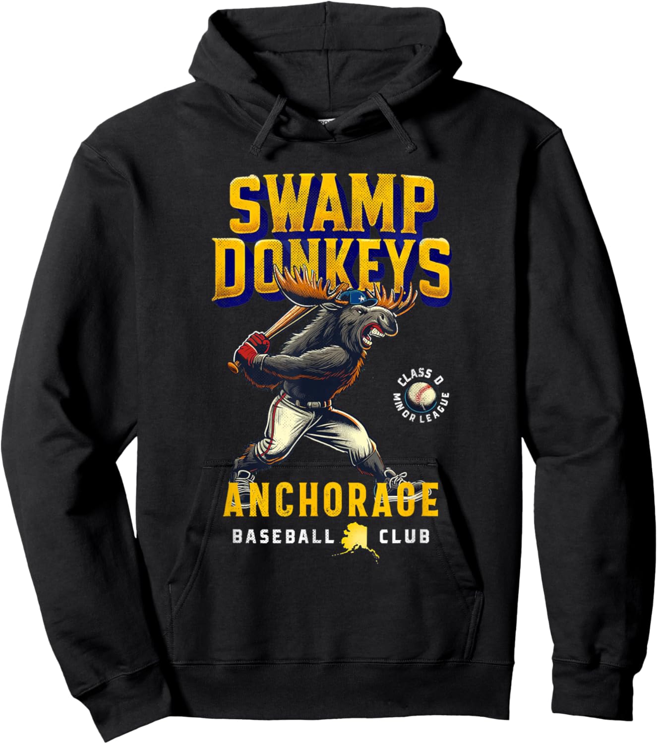 Anchorage Swamp Donkeys Retro Minor League Baseball Team Hoodie - Hoodie | Black