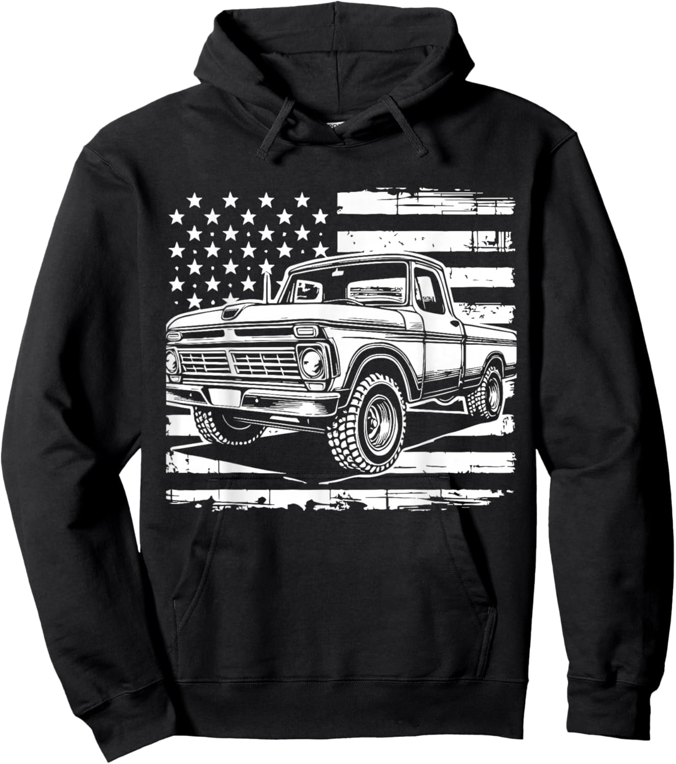 First gen Classic Americana Truck Vintage Patriotic Design Hoodie - Hoodie | Black