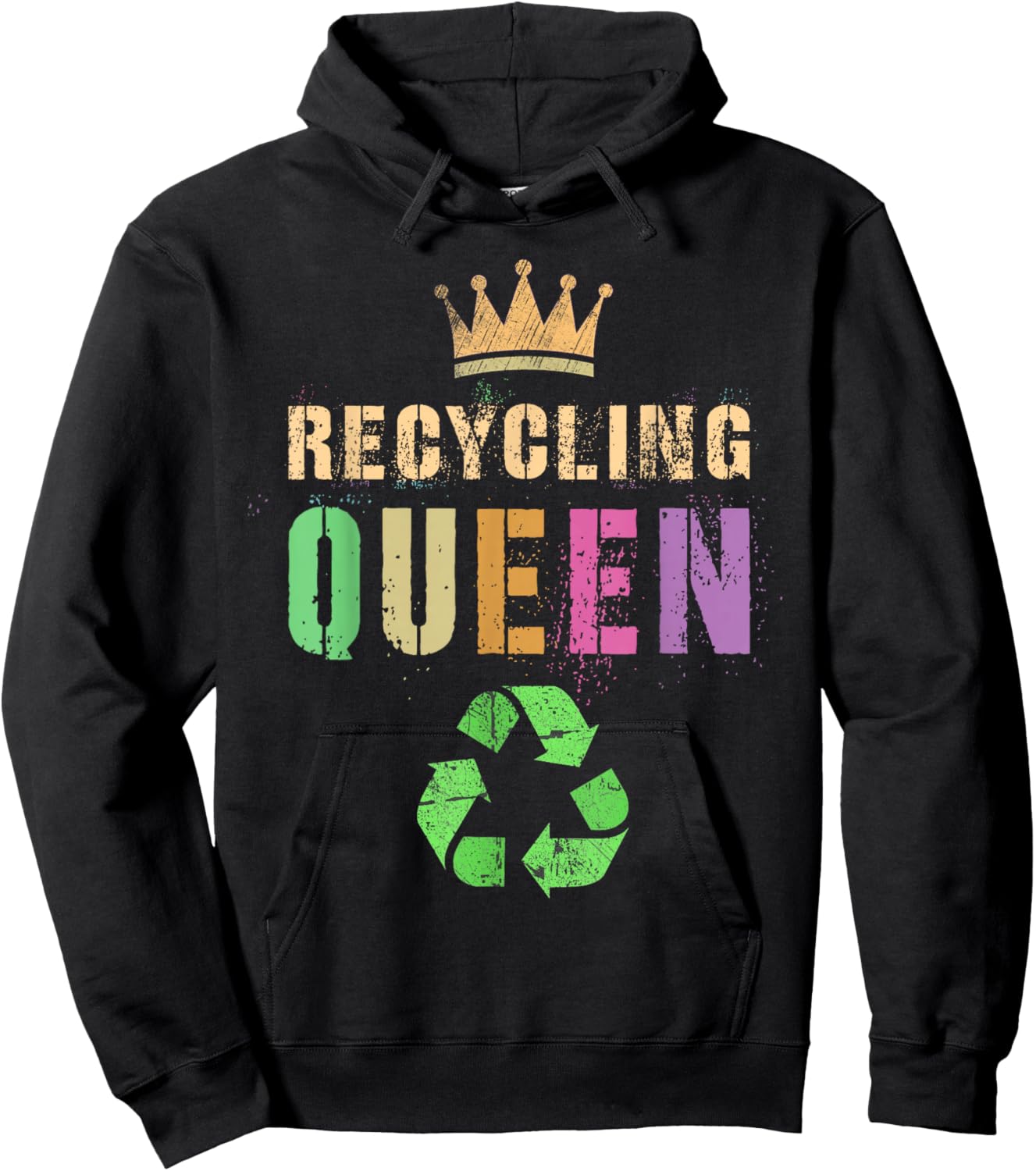 Mama RECYCLING QUEEN Green Conservation Recycle Save Planet Hoodie - Hoodie | Black