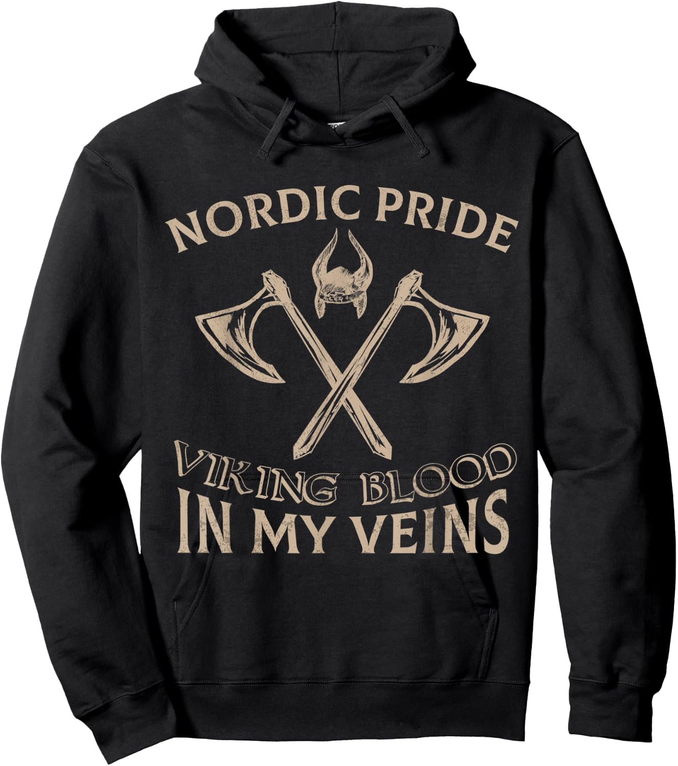 Nordic Pride Viking Blood In My Veins Axe Helmet Hoodie - Hoodie | Black
