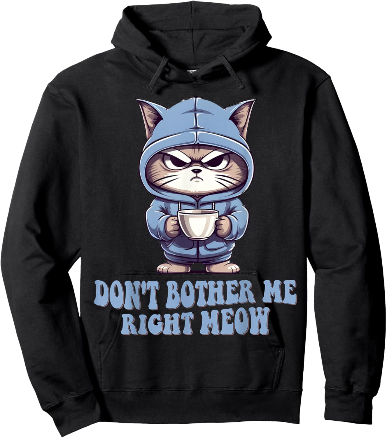 Don't Bother Me Right Meow Funny Cat and Coffee Lovers Gift Women Kids Hoodie - Hoodie | Black
