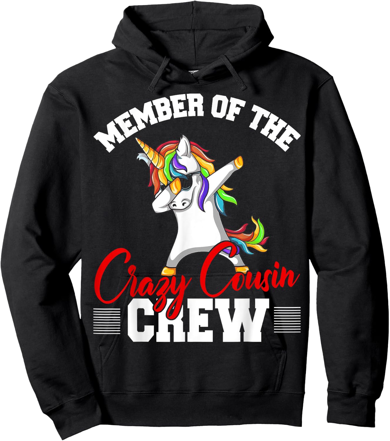 Member Of Crazy Cousin Crew Funny Unicorn Cousin Squad Gifts Hoodie - Hoodie | Black