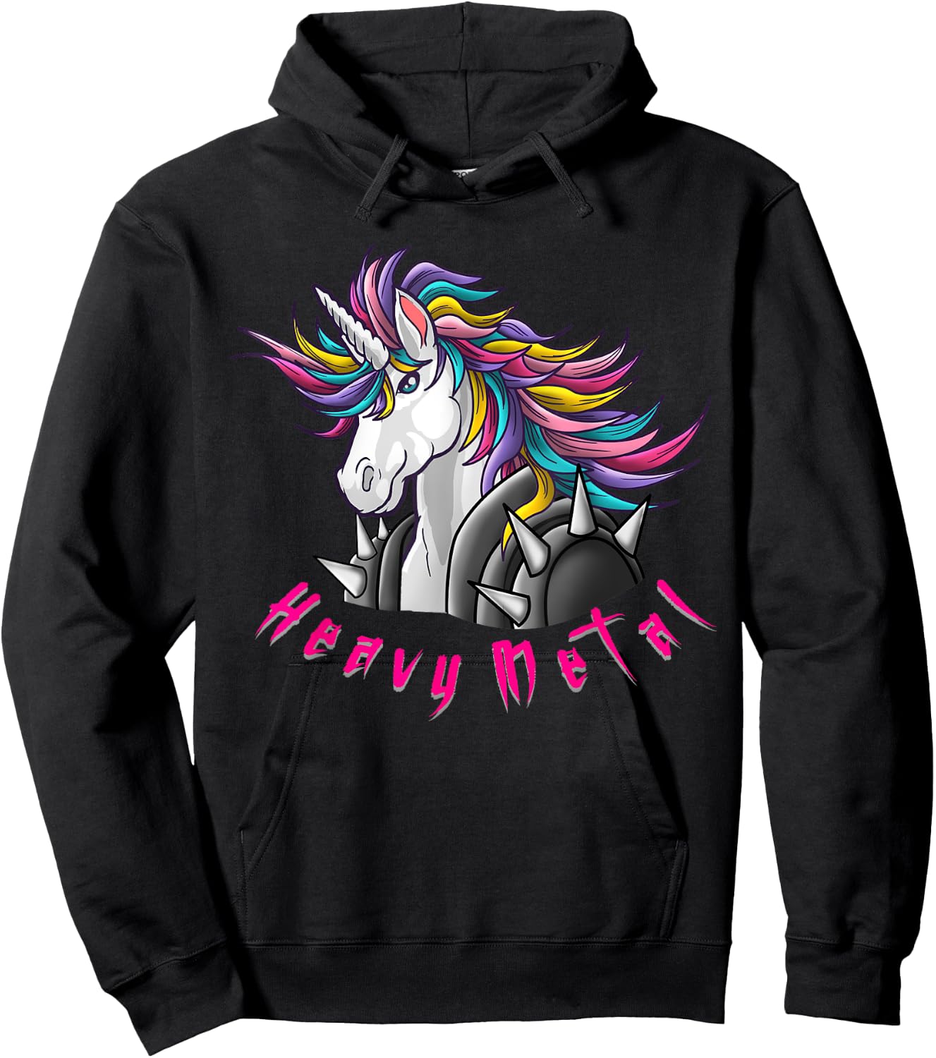Unicorn Funny Heavy Metal Design Woman Kids Girls Hoodie - Hoodie | Black