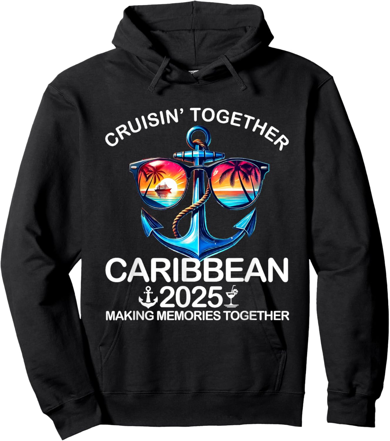 Cruisin' Together Caribbean 2025 Matching Family Vacation Hoodie - Hoodie | Black