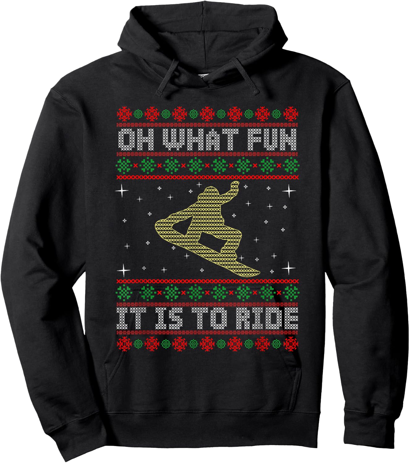 Oh What Fun It Is To Ride Snowboard Ugly Christmas Hoodie - Hoodie | Black