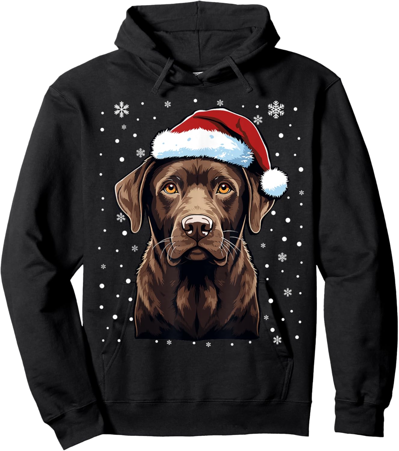 Chocolate Labrador Dog Christmas Santa Hat Xmas Pajama Hoodie - Hoodie | Black