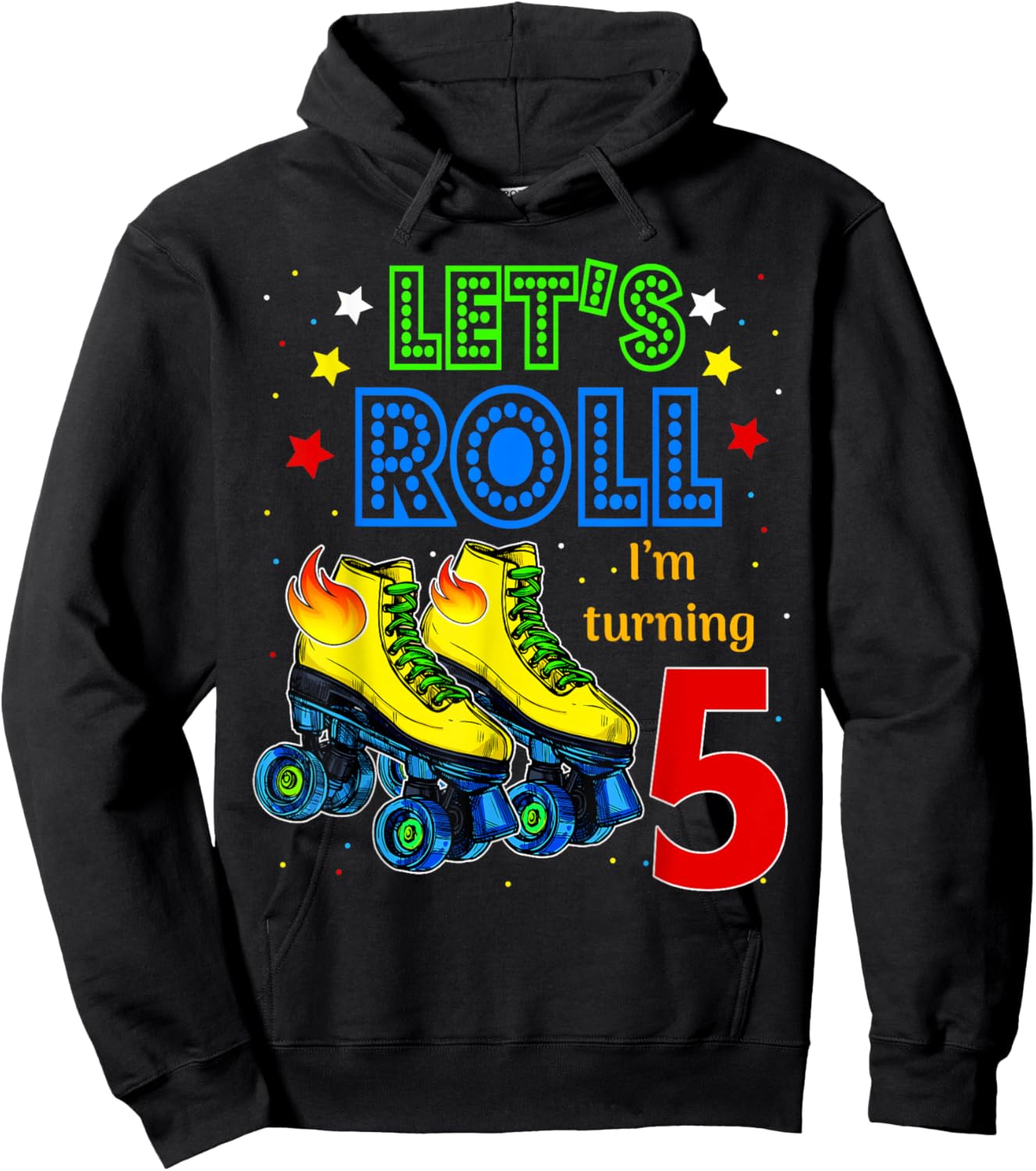 Rolling Into 5 years Let's Roll I'm Turning 5 Roller Skate Hoodie - Hoodie | Black