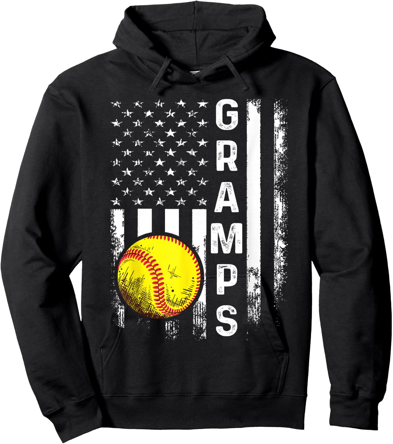 Softball Gramps America Flag Men Women Vintage Christmas Hoodie - Hoodie | Black