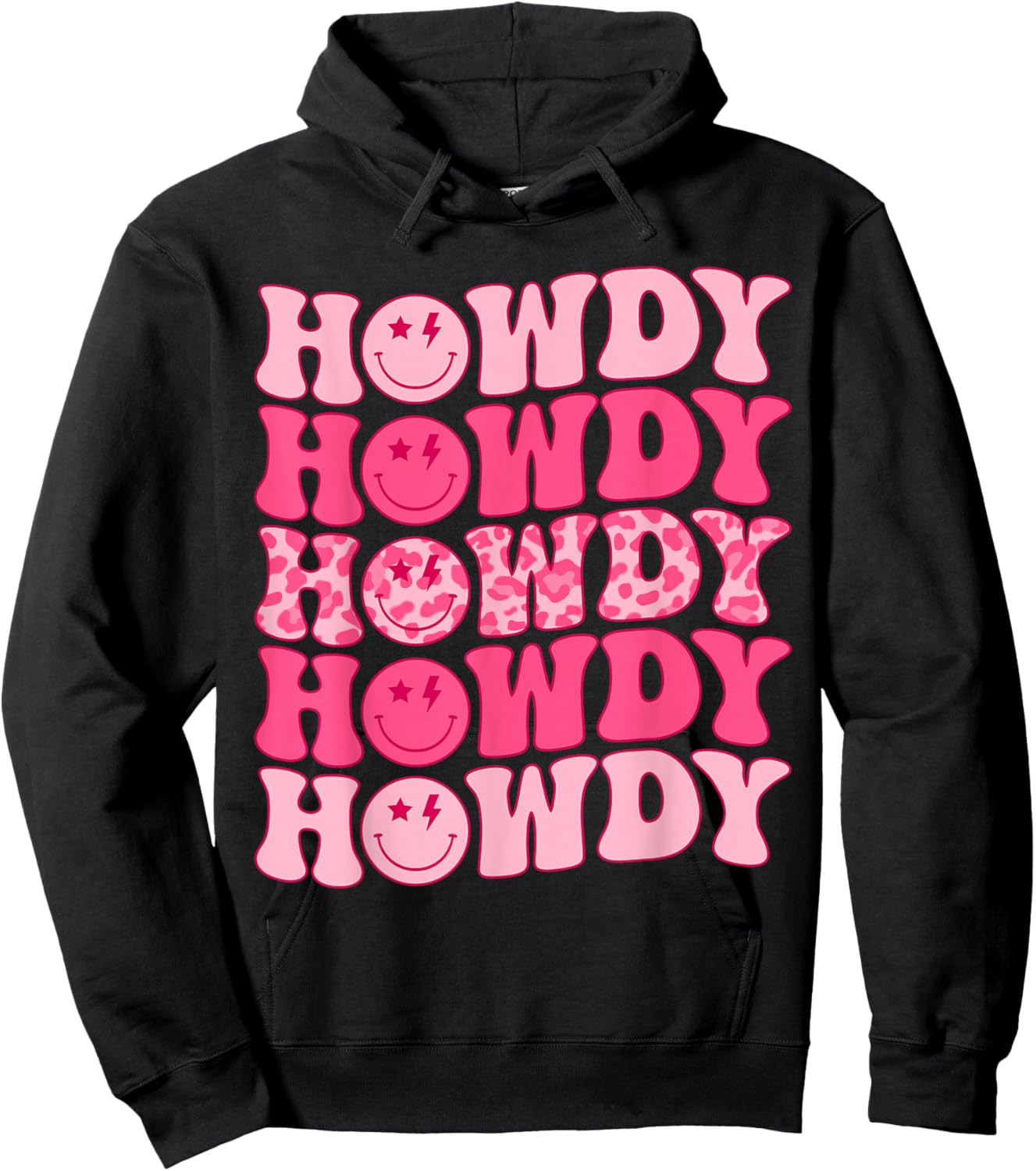 Groovy Howdy Western Girl Country Rodeo Pink Cowgirl Retro Hoodie - Hoodie | Black