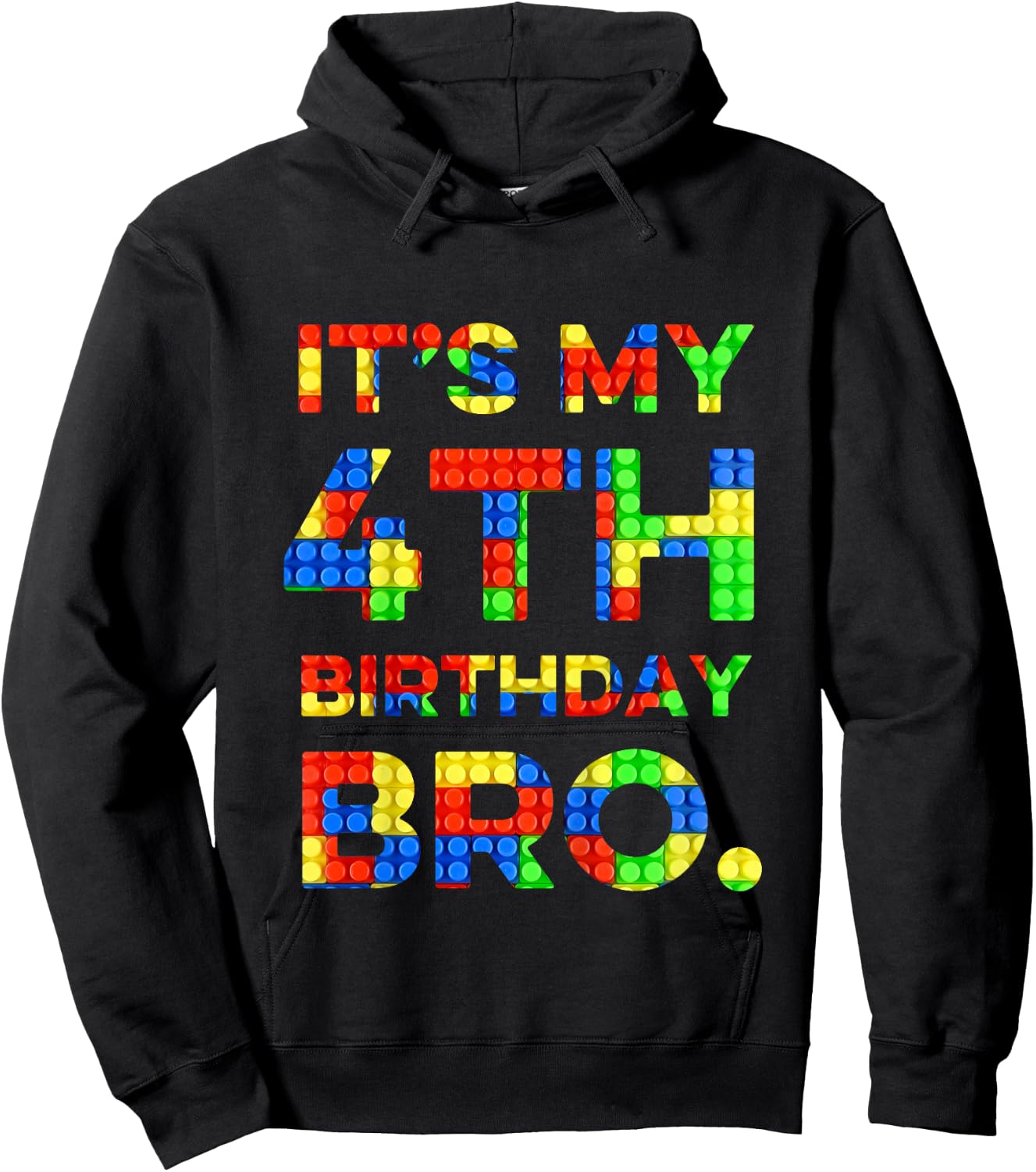 Kids Cute 4th Birthday Shirt 4 Years Old Block Building Boys Hoodie - Hoodie | Black