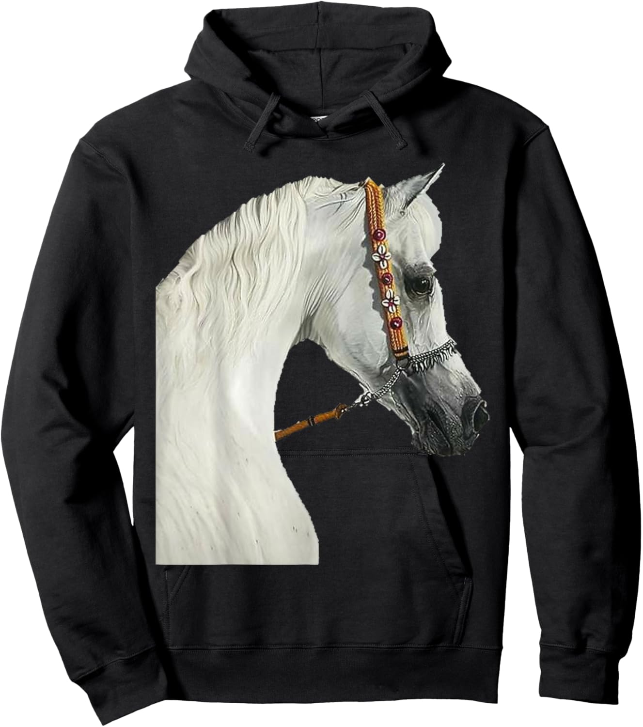 Arabian Horse White Horse Majestic Luxurious Fancy Arabic Hoodie - Hoodie | Black