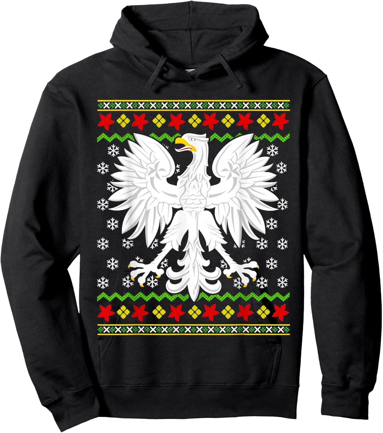 Poland Polish Family Men Women Kids Mom Dad Couple Ugly Christmas Polish Polska Eagle Hoodie - Hoodie | Black