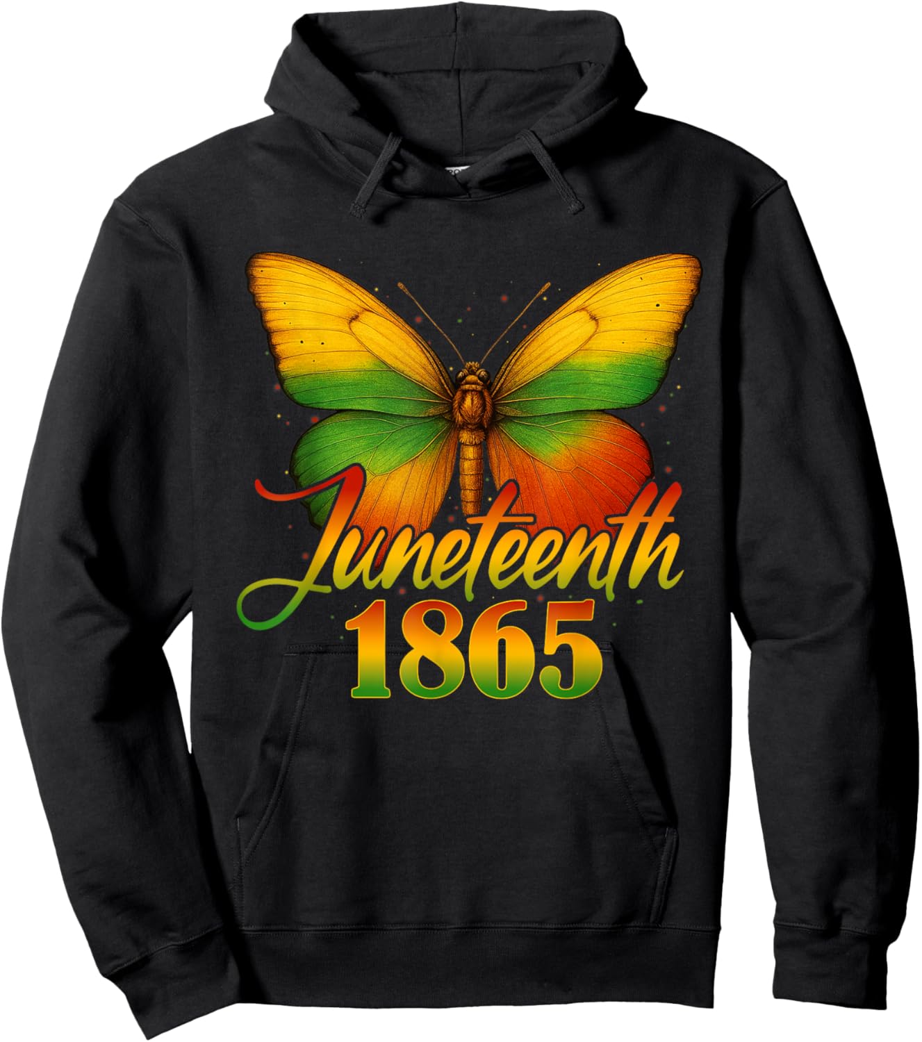 Juneteenth Butterfly Flag Celebrate Black Freedom Since 1865 Hoodie - Hoodie | Black