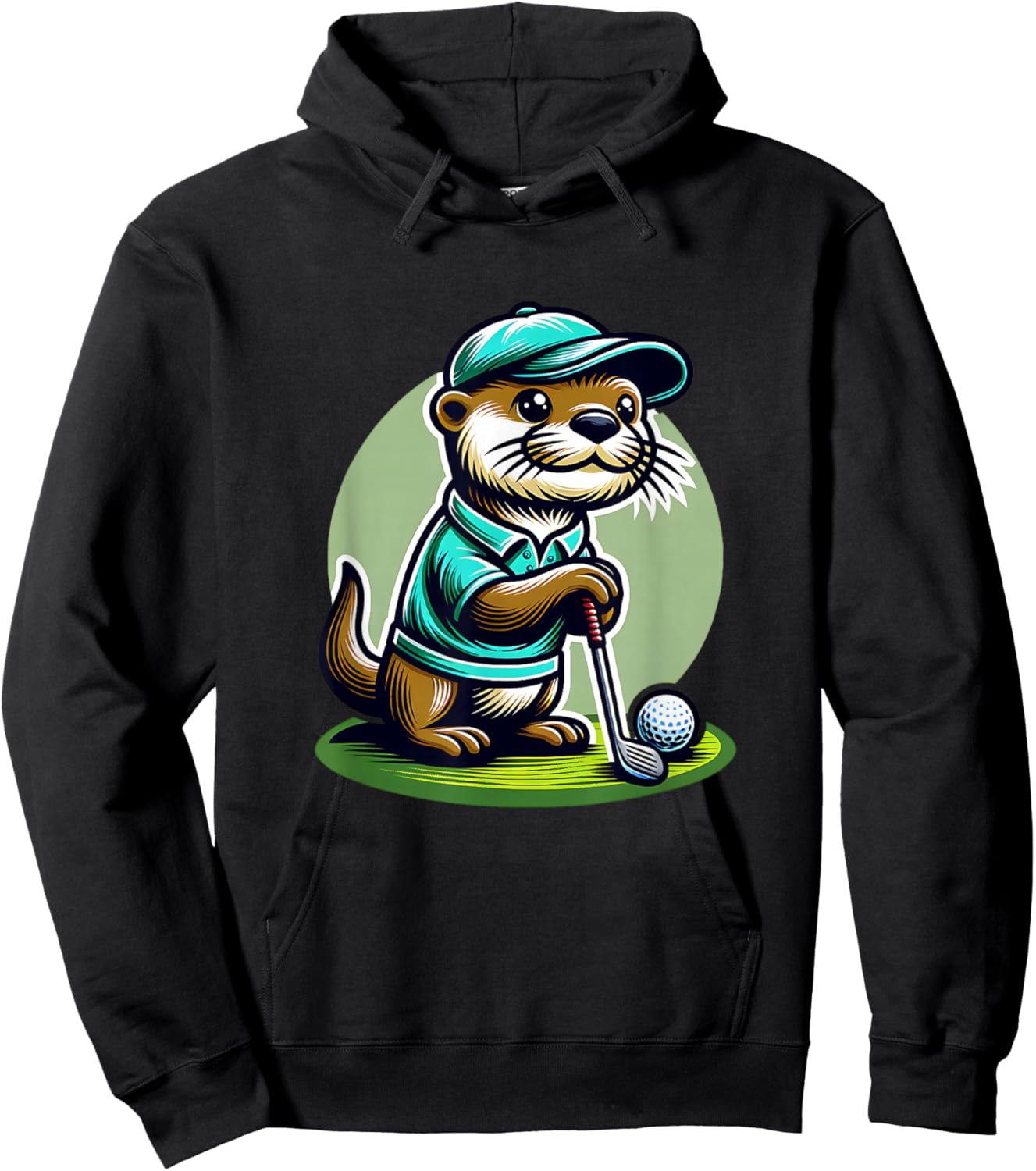 Retired Otter Golfer On Golf Course With Golfclub Hoodie - Hoodie | Black