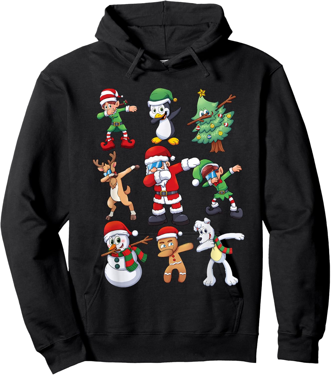Christmas Shirt for Kids Boys Dabbing Santa Elves Xmas Gift Hoodie - Hoodie | Black