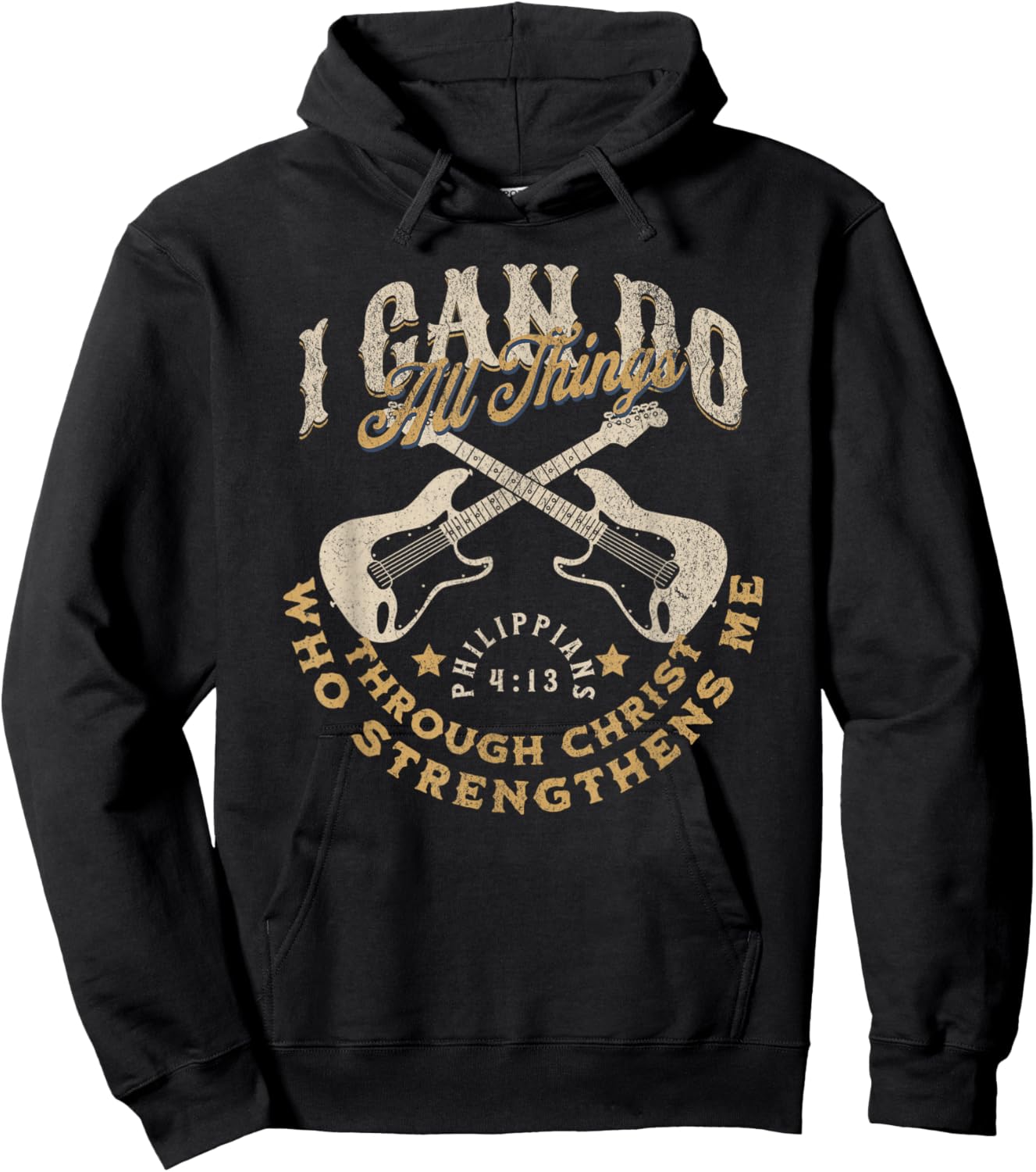 Gospel Christian Guitar Bible Scripture Verse Faith-Based Hoodie - Hoodie | Black