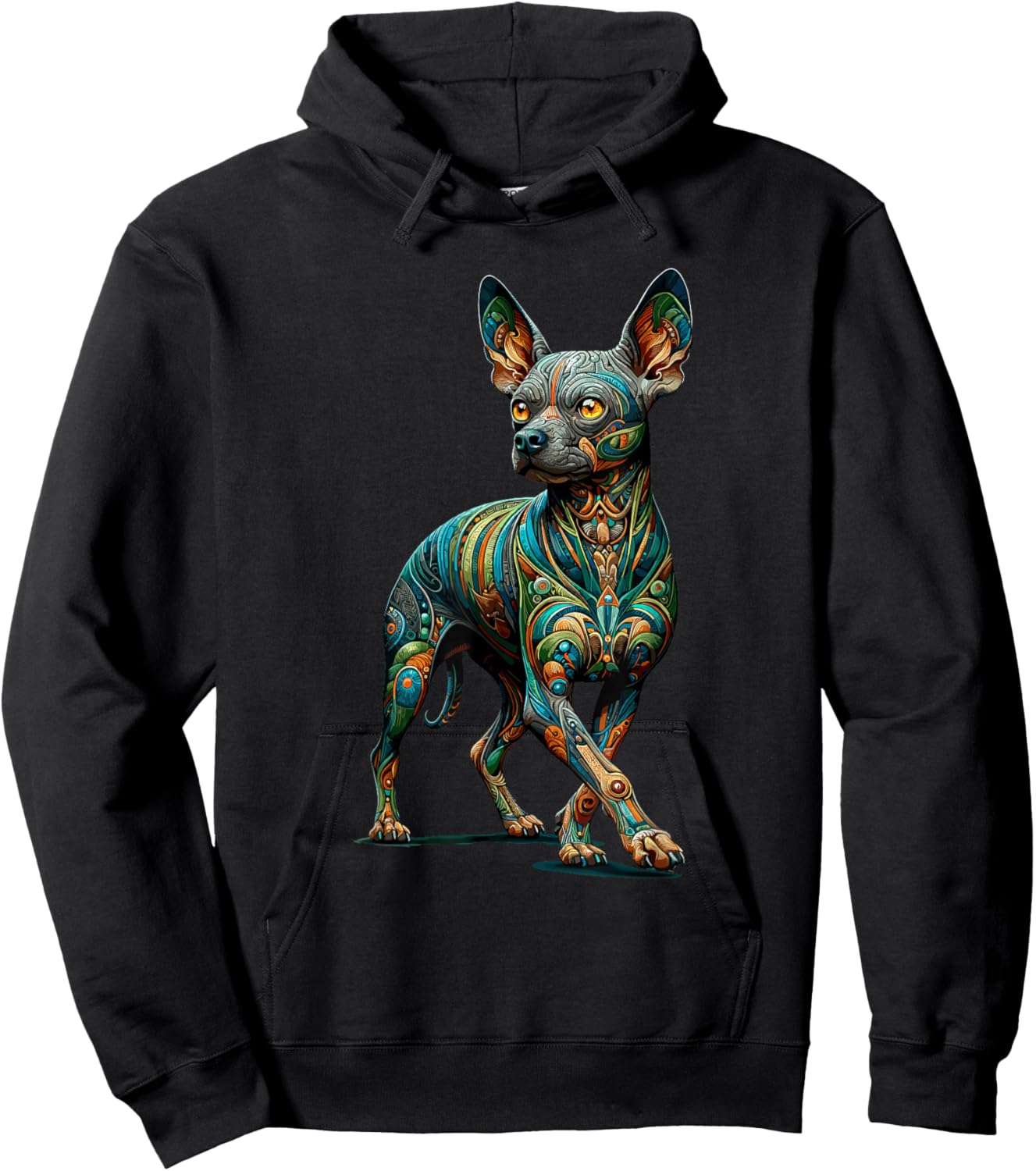 Laroli Aesthetic Art Mandala Art Mexican Hairless Dog Xoloitzcuintli Hoodie - Hoodie | Black