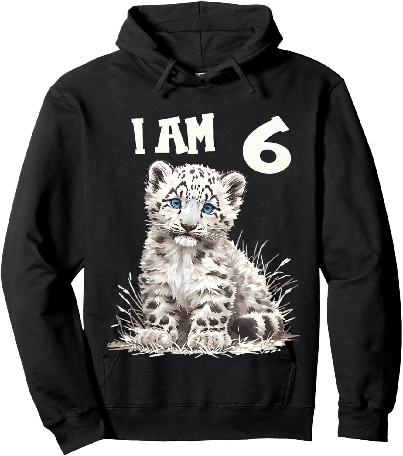 Kids 6 Years old 6 birthday Snow Leopards Boy girl Snow Leopard Hoodie - Hoodie | Black