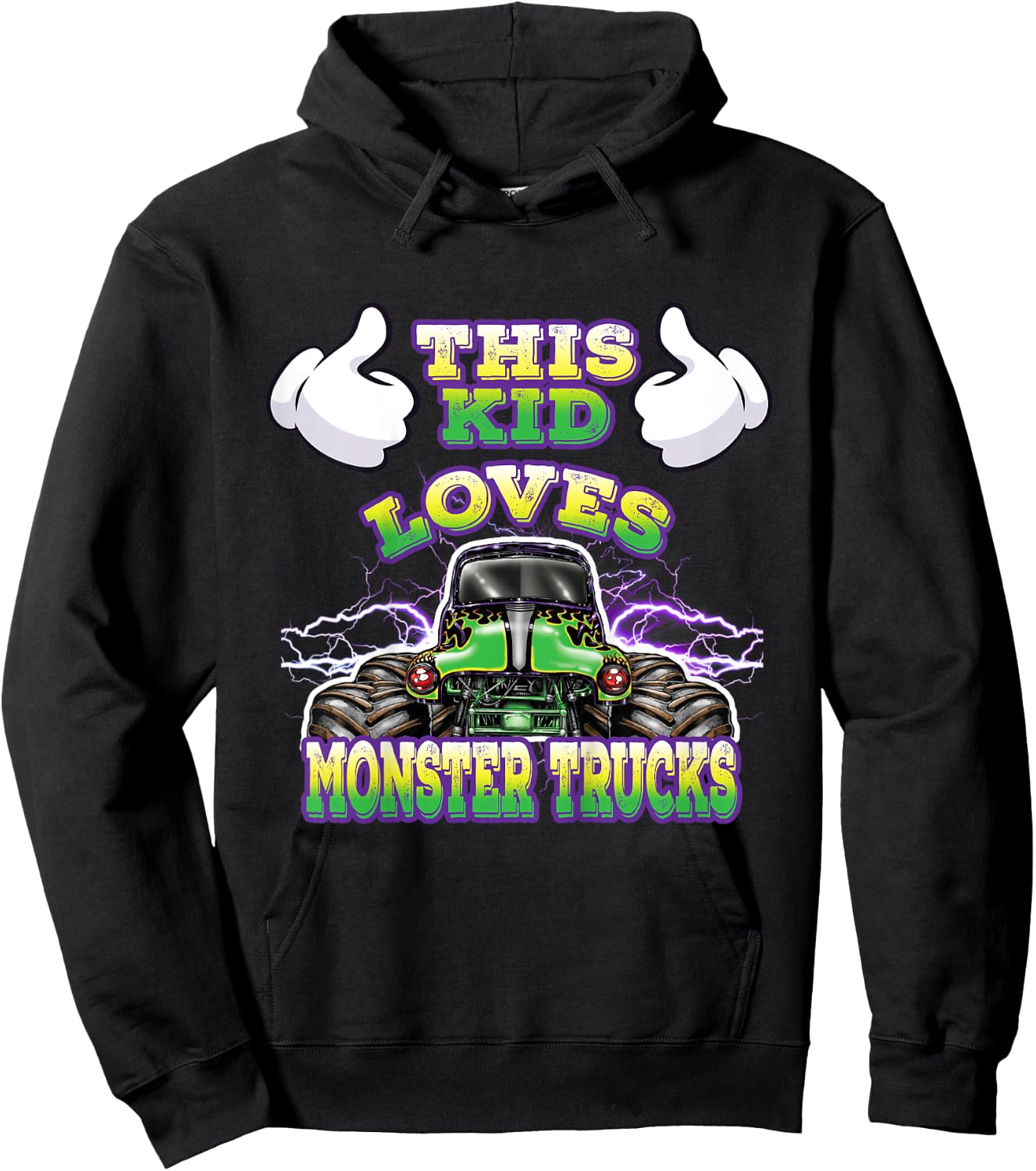 Kids Monster Truck Toddlers and Kids Hoodie - Hoodie | Black