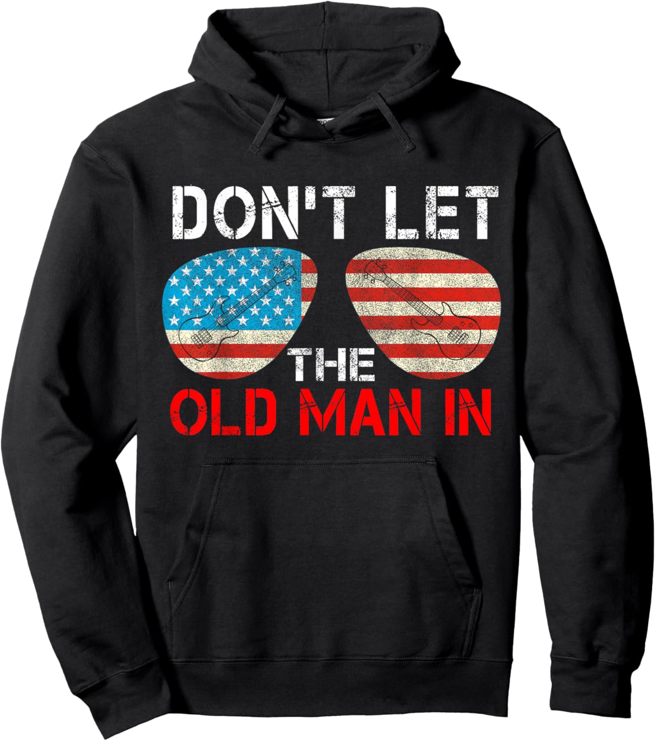 Retro Don't let the old man in Vintage American flag Hoodie - Hoodie | Black