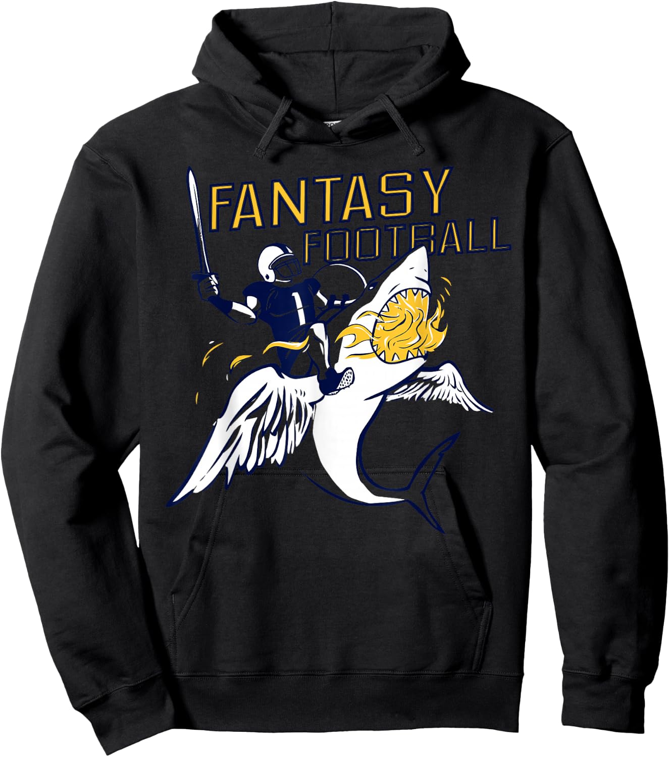 Fantasy Football Shark Funny Draft Hoodie - Hoodie | Black