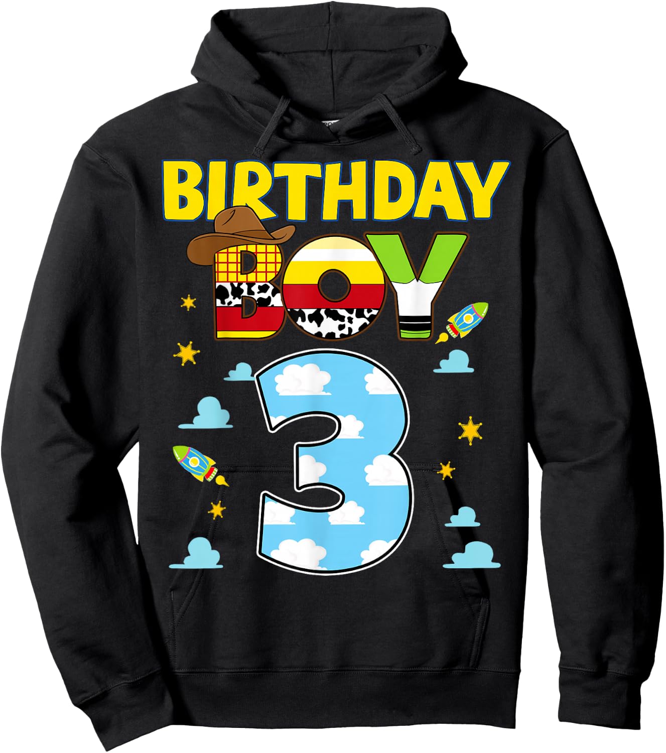 Western Family Birthday Boy Shirt 3 Cowboy 3rd Birthday Hoodie - Hoodie | Black